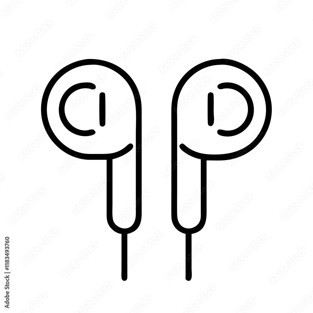 earbuds icon, electronics line art, electronics vector - simple black line art icon of earbuds perfect for logos, and electronics-themed designs. earbuds icon, electronics line art, electronics vector - simple black line art icon of earbuds perfect for logos, and electronics-themed designs.
