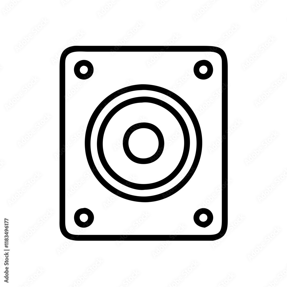 subwoofer icon, electronics line art, electronics vector - simple black line art icon of subwoofer perfect for logos, and electronics-themed designs. subwoofer icon, electronics line art, electronics vector - simple black line art icon of subwoofer perfect for logos, and electronics-themed designs.
