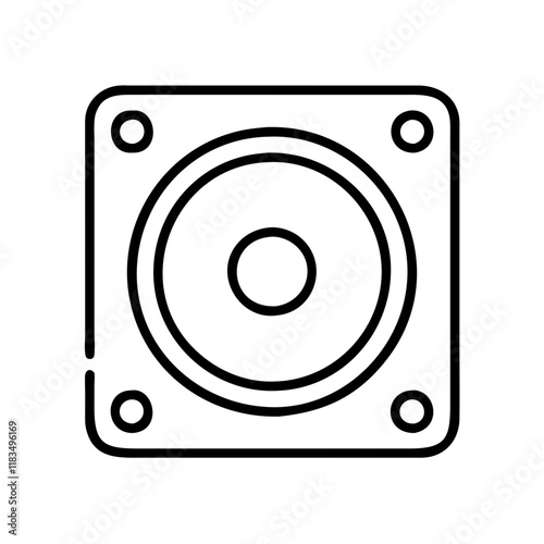 subwoofer icon, electronics line art, electronics vector - simple black line art icon of subwoofer perfect for logos, and electronics-themed designs.