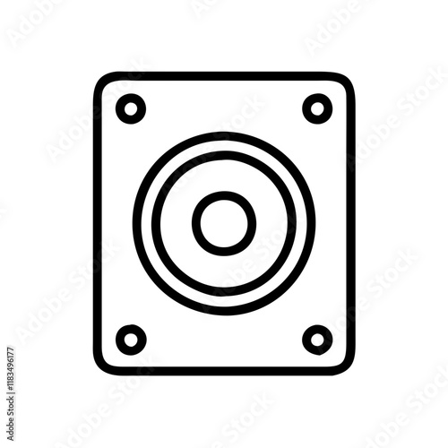 subwoofer icon, electronics line art, electronics vector - simple black line art icon of subwoofer perfect for logos, and electronics-themed designs.