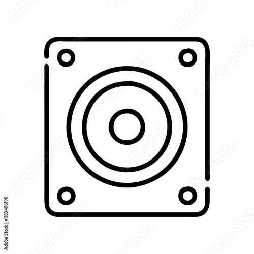 subwoofer icon, electronics line art, electronics vector - simple black line art icon of subwoofer perfect for logos, and electronics-themed designs.