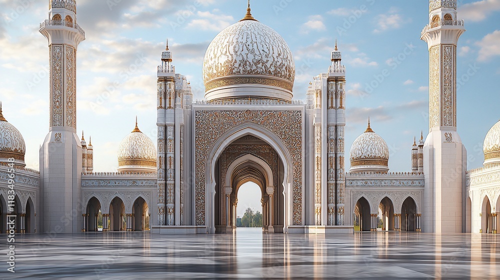 Fototapeta premium Majestic Grandeur: Architectural Marvel of a Modern Mosque