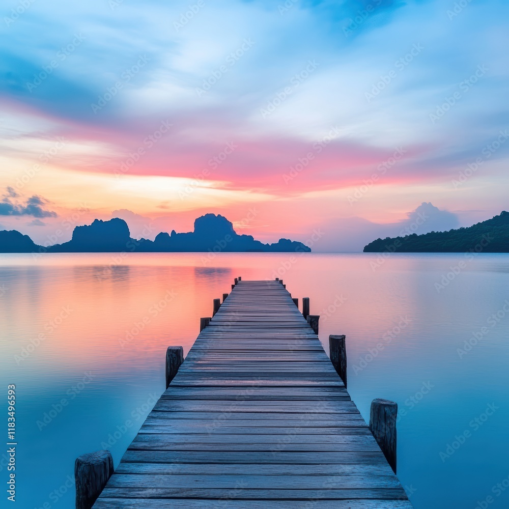 Obraz premium Serene sunset over water location unknown landscape photography tranquil environment wide angle view