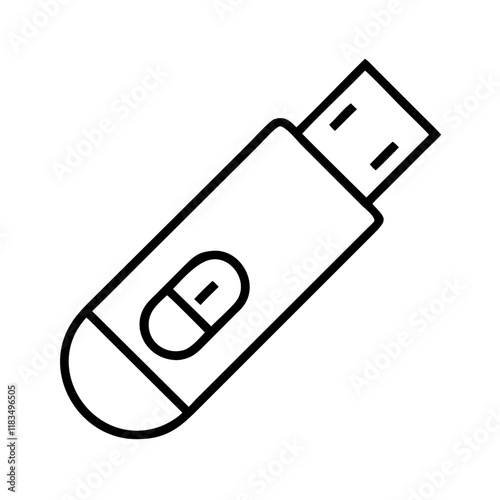 usb flash drive icon, electronics line art, electronics vector - simple black line art icon of usb flash drive perfect for logos, and electronics-themed designs.