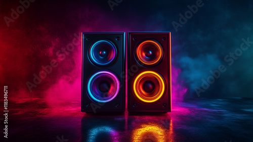Modern Speaker banner or background with Neon Accents 