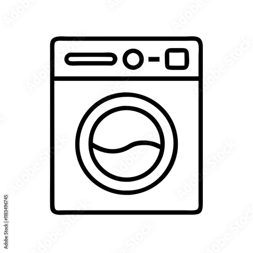 washing machine icon, electronics line art, electronics vector - simple black line art icon of washing machine perfect for logos, and electronics-themed designs.