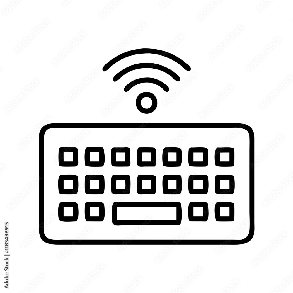 wireless keyboard icon, electronics line art, electronics vector - simple black line art icon of wireless keyboard perfect for logos, and electronics-themed designs. wireless keyboard icon, electronics line art, electronics vector - simple black line art icon of wireless keyboard perfect for logos, and electronics-themed designs.