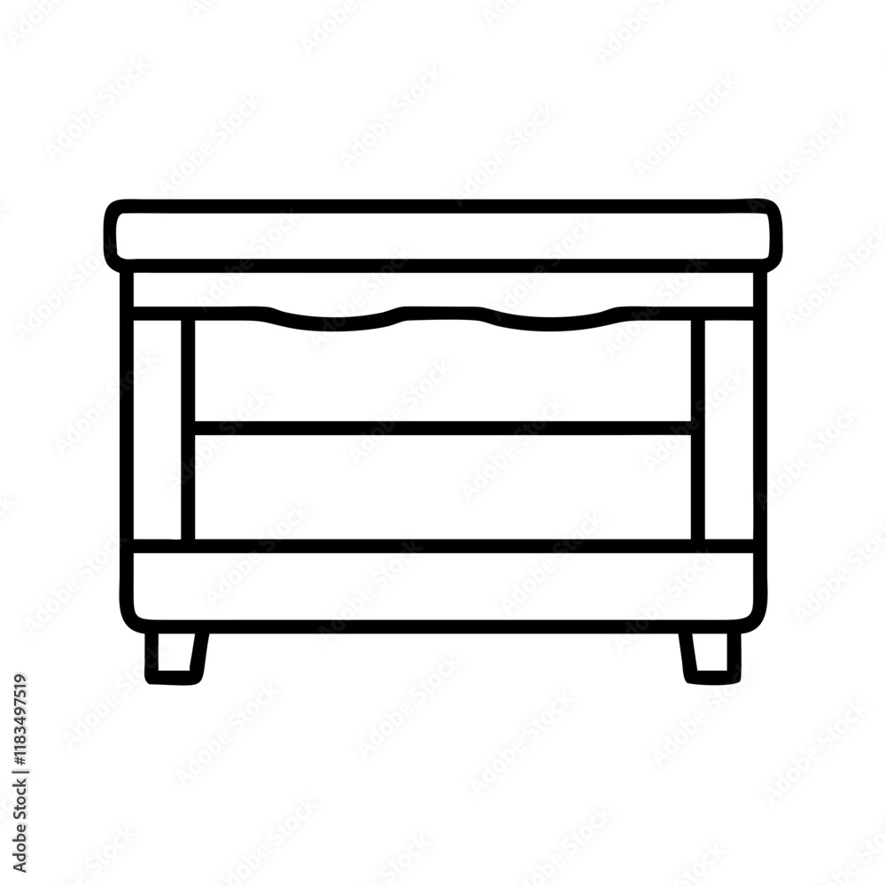 blanket chest icon, furniture line art, furniture vector - simple black line art icon of blanket chest perfect for logos, and furniture-themed designs.