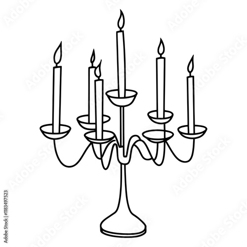 Chandelier candle holder candles drawing white vector