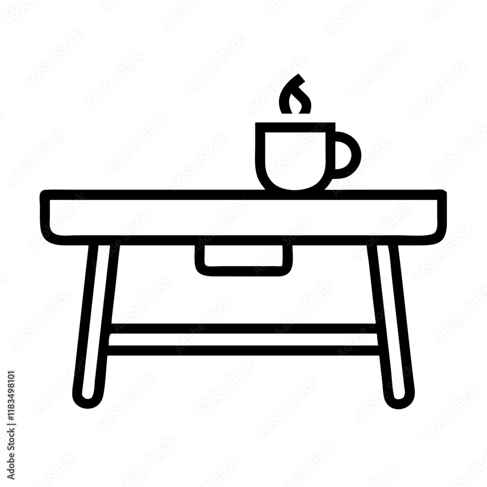 coffee table icon, furniture line art, furniture vector - simple black line art icon of coffee table perfect for logos, and furniture-themed designs. coffee table icon, furniture line art, furniture vector - simple black line art icon of coffee table perfect for logos, and furniture-themed designs.