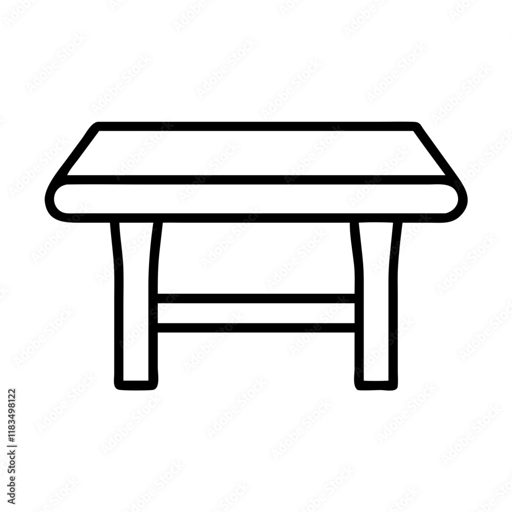 coffee table icon, furniture line art, furniture vector - simple black line art icon of coffee table perfect for logos, and furniture-themed designs. coffee table icon, furniture line art, furniture vector - simple black line art icon of coffee table perfect for logos, and furniture-themed designs.