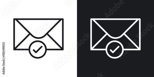 Approved message icons set in black and white strokes