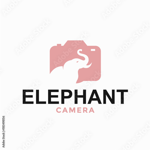 elephant and photopgraphy simple and modern logo photo