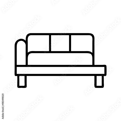 daybed icon, furniture line art, furniture vector - simple black line art icon of daybed perfect for logos, and furniture-themed designs.