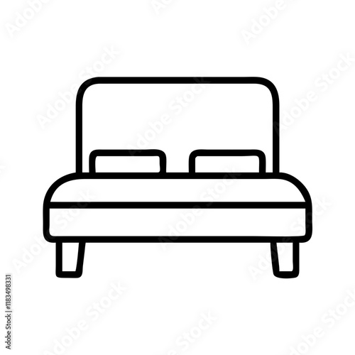 daybed icon, furniture line art, furniture vector - simple black line art icon of daybed perfect for logos, and furniture-themed designs.