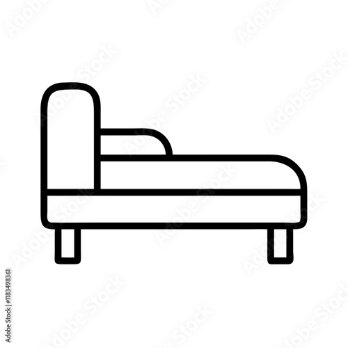 daybed icon, furniture line art, furniture vector - simple black line art icon of daybed perfect for logos, and furniture-themed designs.