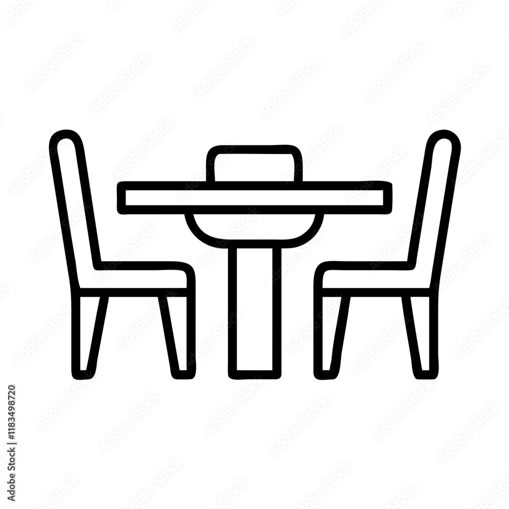 dining set icon, furniture line art, furniture vector - simple black line art icon of dining set perfect for logos, and furniture-themed designs. dining set icon, furniture line art, furniture vector - simple black line art icon of dining set perfect for logos, and furniture-themed designs.