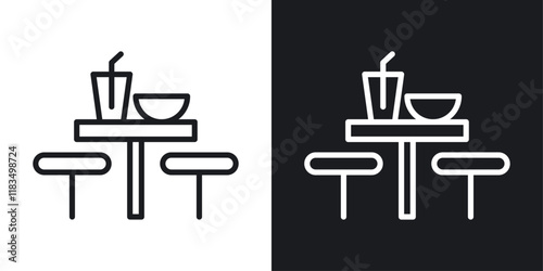 Cafeteria icons set in black and white strokes