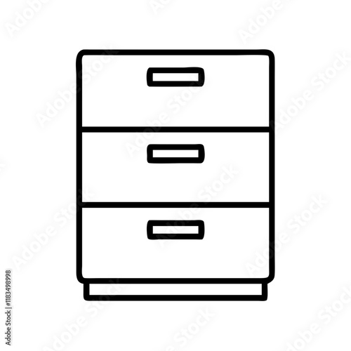 filing cabinet icon, furniture line art, furniture vector - simple black line art icon of filing cabinet perfect for logos, and furniture-themed designs.