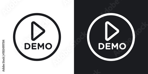 Demo video icons set in black and white strokes