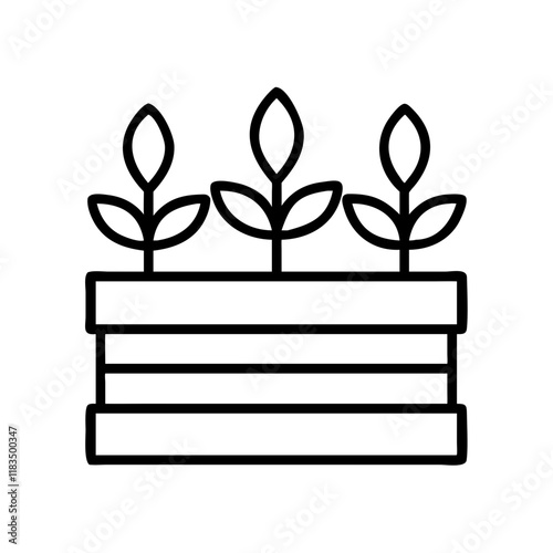 planter box icon, furniture line art, furniture vector - simple black line art icon of planter box perfect for logos, and furniture-themed designs.