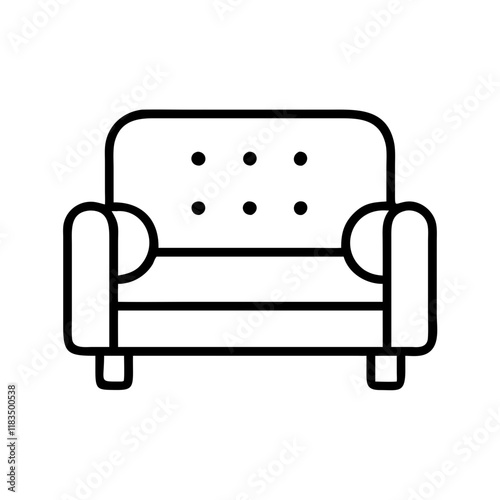 reclining sofa icon, furniture line art, furniture vector - simple black line art icon of reclining sofa perfect for logos, and furniture-themed designs.