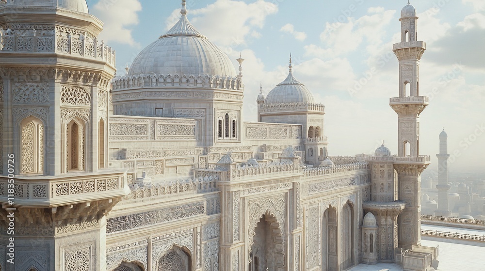 Fototapeta premium Majestic Mosque Architecture: A Detailed View of Intricate Design and Craftsmanship