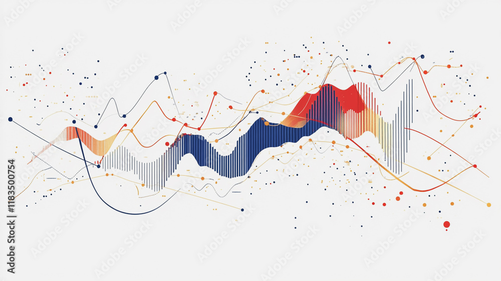 Obraz premium Abstract white background with Colorful charts and graphs with statistics to innovative analyze business potential and forecast future development of companies growth.