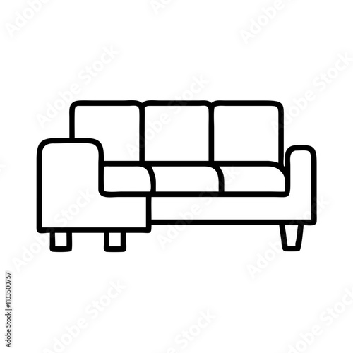 sectional sofa icon, furniture line art, furniture vector - simple black line art icon of sectional sofa perfect for logos, and furniture-themed designs.