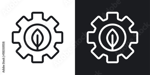 Green technology icons set in black and white strokes