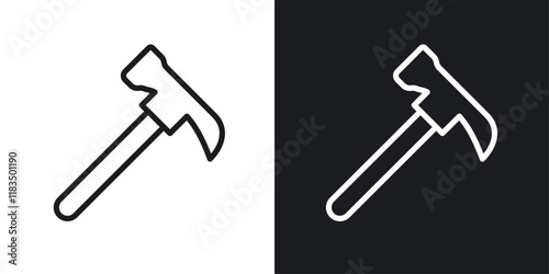 Hammer icons set in black and white strokes