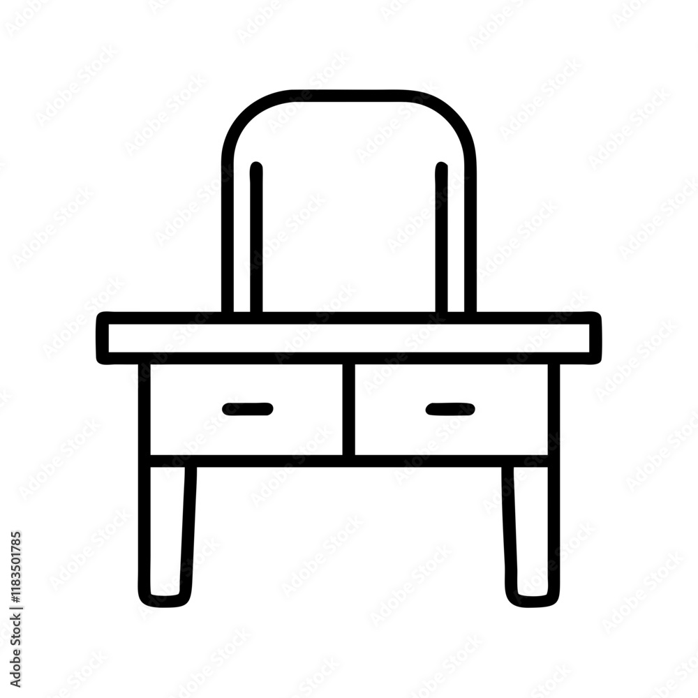 vanity table icon, furniture line art, furniture vector - simple black line art icon of vanity table perfect for logos, and furniture-themed designs. vanity table icon, furniture line art, furniture vector - simple black line art icon of vanity table perfect for logos, and furniture-themed designs.