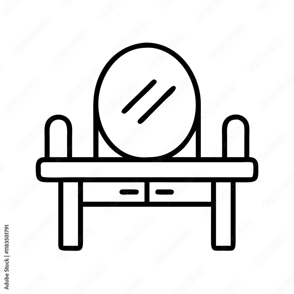 vanity table icon, furniture line art, furniture vector - simple black line art icon of vanity table perfect for logos, and furniture-themed designs. vanity table icon, furniture line art, furniture vector - simple black line art icon of vanity table perfect for logos, and furniture-themed designs.