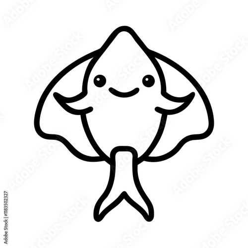 angel shark icon, fish line art, fish vector - simple black line art icon of angel shark perfect for logos, and fish-themed designs.