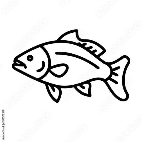 barramundi icon, fish line art, fish vector - simple black line art icon of barramundi perfect for logos, and fish-themed designs.