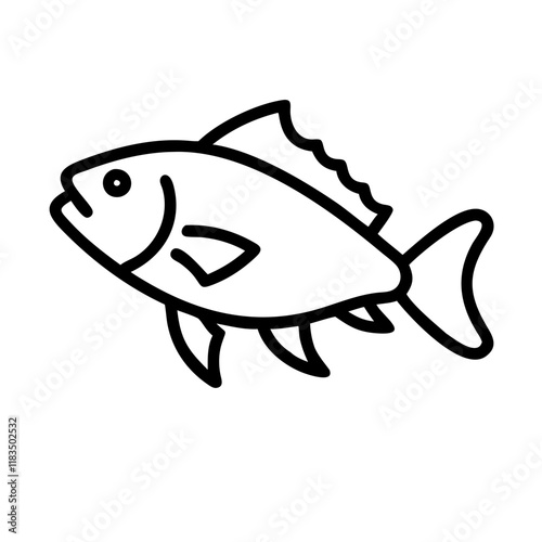barramundi icon, fish line art, fish vector - simple black line art icon of barramundi perfect for logos, and fish-themed designs.