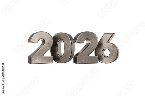 Obraz na płótnie 3D Illustration, font 2026 background new year , Metallic surface w salonie