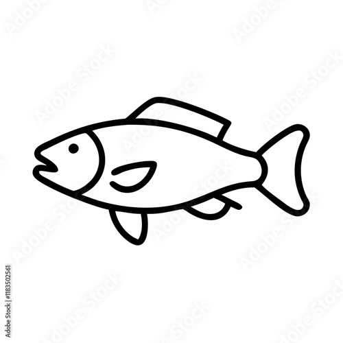barramundi icon, fish line art, fish vector - simple black line art icon of barramundi perfect for logos, and fish-themed designs.