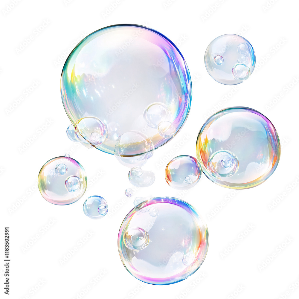 Realistic soap bubbles with rainbow reflections isolated on transparent background. Realistic soap bubbles with rainbow reflections isolated on transparent background.