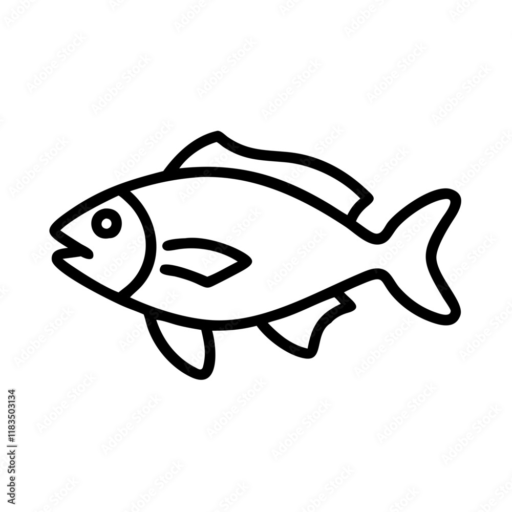 cod icon, fish line art, fish vector - simple black line art icon of cod perfect for logos, and fish-themed designs. cod icon, fish line art, fish vector - simple black line art icon of cod perfect for logos, and fish-themed designs.