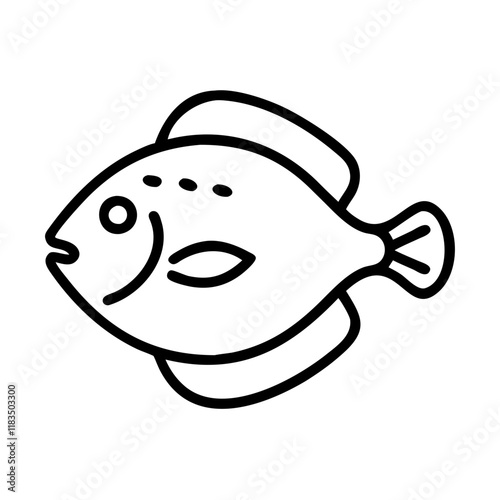 flounder icon, fish line art, fish vector - simple black line art icon of flounder perfect for logos, and fish-themed designs.