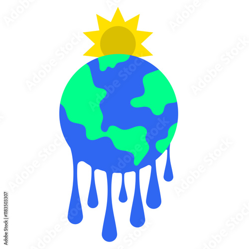 Global Warming Earth Illustration with Dripping Effect