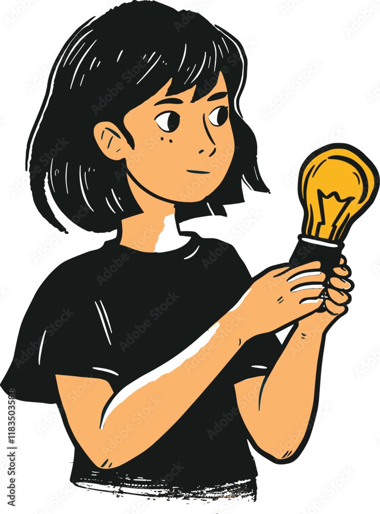 Women holding lightbulb woman black illustration vector Women holding lightbulb woman black illustration vector