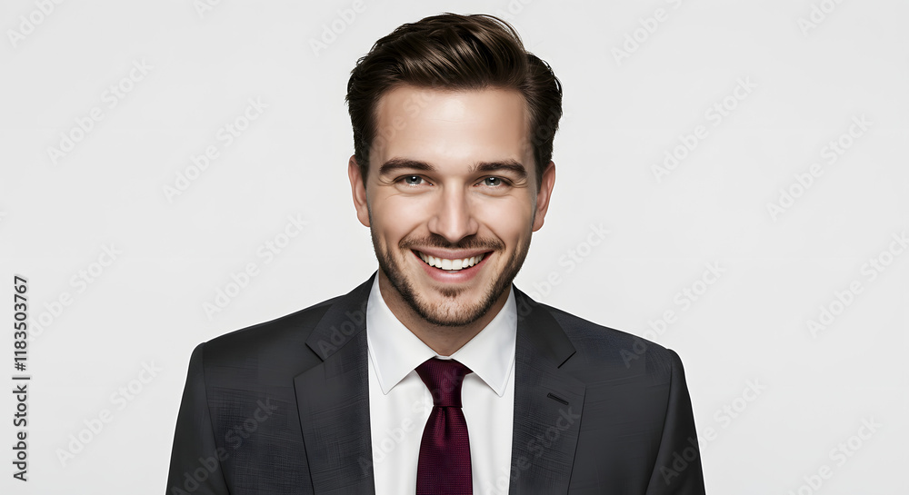 Portrait of smart young man with happy and confident face on studio background. Business concept Portrait of smart young man with happy and confident face on studio background. Business concept