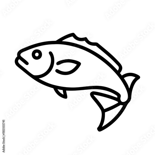 hake icon, fish line art, fish vector - simple black line art icon of hake perfect for logos, and fish-themed designs.