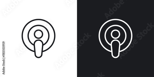 Podcast icons set in black and white strokes photo