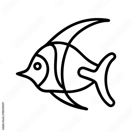 moorish idol icon, fish line art, fish vector - simple black line art icon of moorish idol perfect for logos, and fish-themed designs.