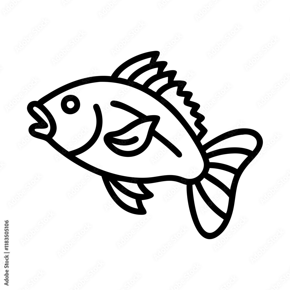 rockfish icon, fish line art, fish vector - simple black line art icon of rockfish perfect for logos, and fish-themed designs. rockfish icon, fish line art, fish vector - simple black line art icon of rockfish perfect for logos, and fish-themed designs.
