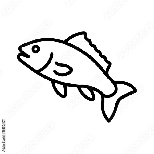 red drum redfish icon, fish line art, fish vector - simple black line art icon of red drum redfish perfect for logos, and fish-themed designs.