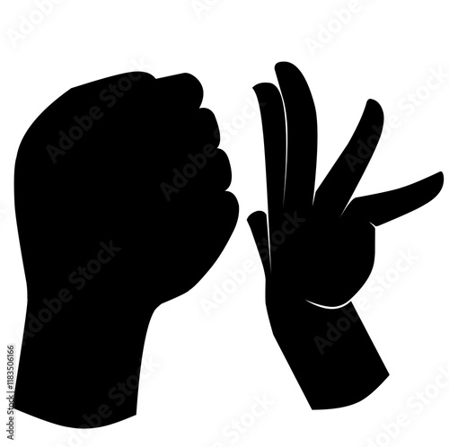 set of hand silhouettes isolated on white, Human hand gestures, collection of black hands, flat, silhouette hands pose collection, Vector illustration.